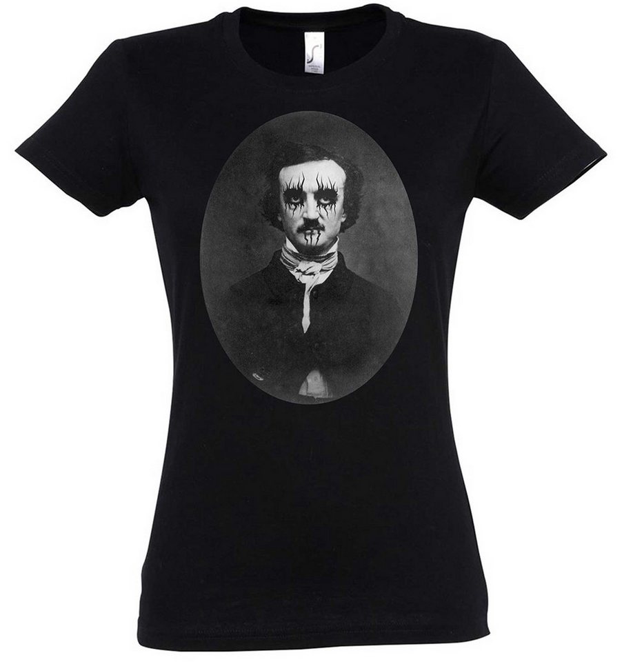 Urban Backwoods Print-Shirt Poe Portrait Damen T-Shirt Nevermore Edgar Portrait Allan Allen Raven (1-tlg) Rabe Symbol Horror Corbeau von Urban Backwoods