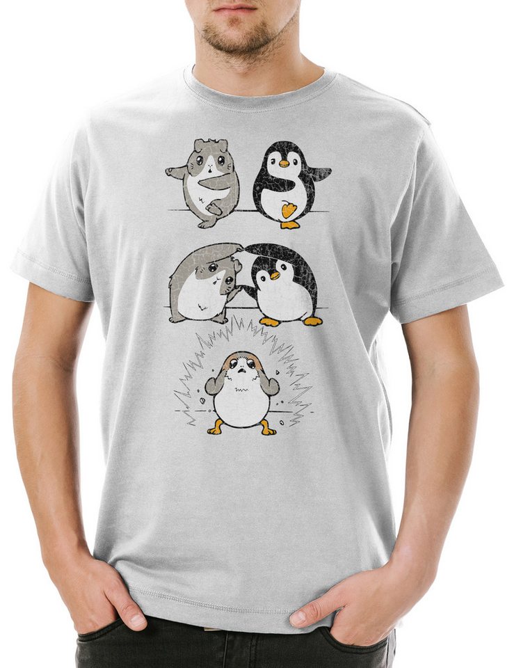 Urban Backwoods Print-Shirt Porg Fusion Herren T-Shirt Penguin Pinguin Hamster Fun Geek Nerd Gift (1-tlg) Wars Cute Spaß Geschenk von Urban Backwoods
