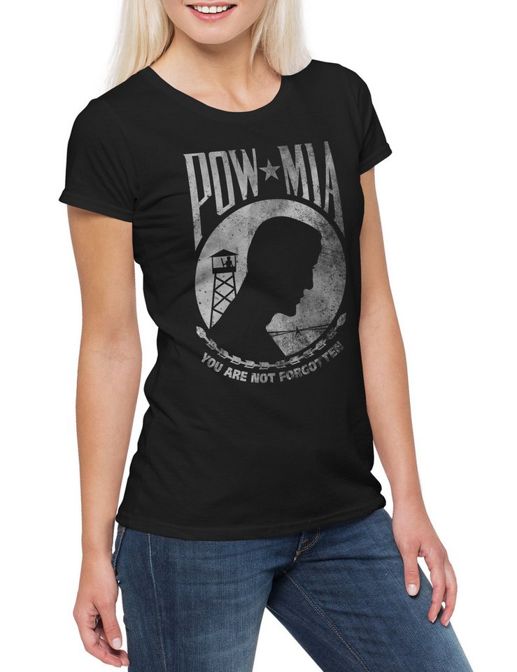 Urban Backwoods Print-Shirt Pow Mia Vintage Logo Damen T-Shirt Prisoner Of Usa War Army Navy (1-tlg) Marines Special Forces US von Urban Backwoods