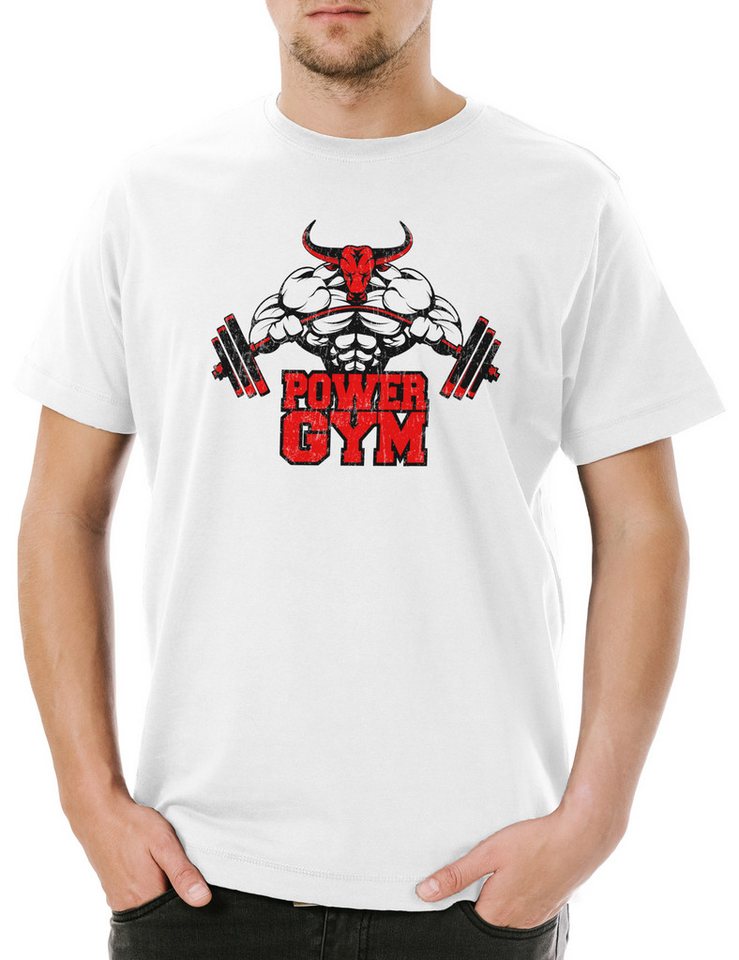 Urban Backwoods Print-Shirt Power Gym Bull Herren T-Shirt Fitness Sports Bulle Stier Muscles Pump (1-tlg) Training Muskeln Body Building von Urban Backwoods