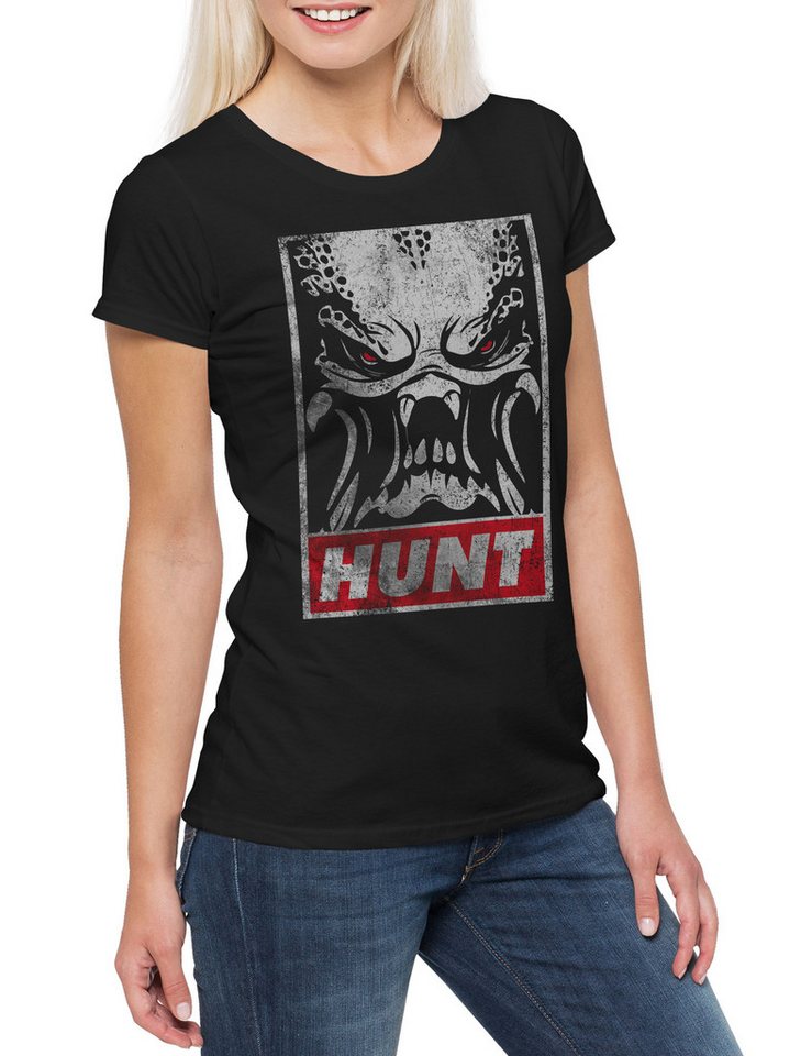 Urban Backwoods Print-Shirt Predator Hunt Damen T-Shirt Ripley Prometheus Nostromo Weyland Alien (1-tlg) Saga Face Hugger Yutani von Urban Backwoods