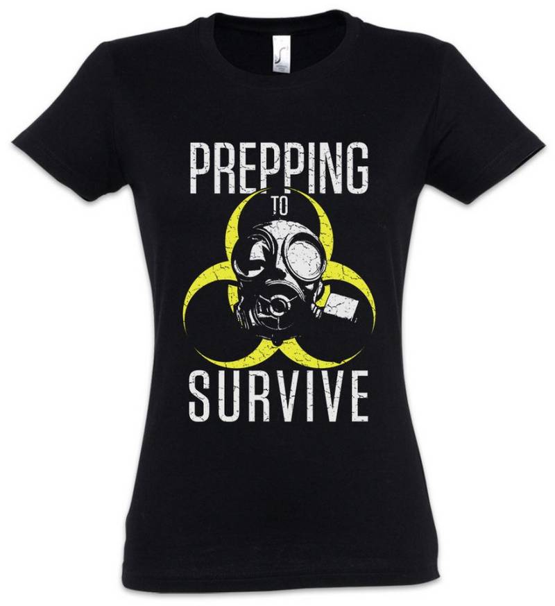 Urban Backwoods Print-Shirt Prepping To Survive Damen T-Shirt Prepper Survival Apokalypse Logo (1-tlg) Misanthrop Zombie Fun Survival von Urban Backwoods
