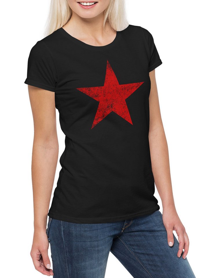 Urban Backwoods Print-Shirt Punk Star Damen T-Shirt Anarchy Rock Music Red Logo Symbol Stern (1-tlg) Tattoo Nautical Musik UK von Urban Backwoods