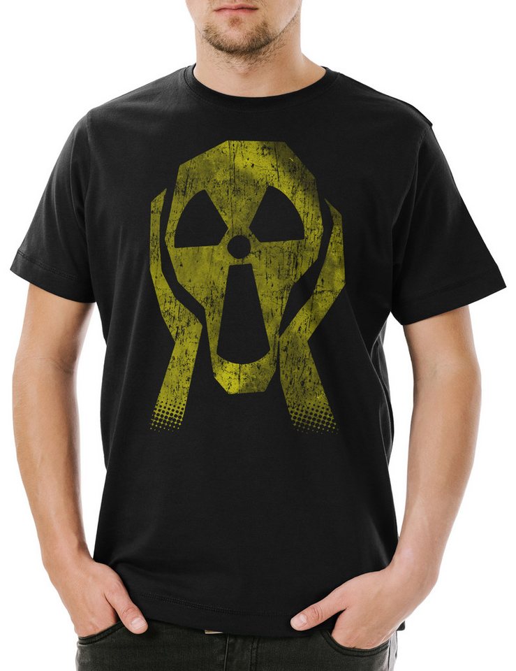Urban Backwoods Print-Shirt Radioactive Face Herren T-Shirt Radiation Strahlung Logo Sign Atom (1-tlg) Caution Danger Sign Atomkraft von Urban Backwoods