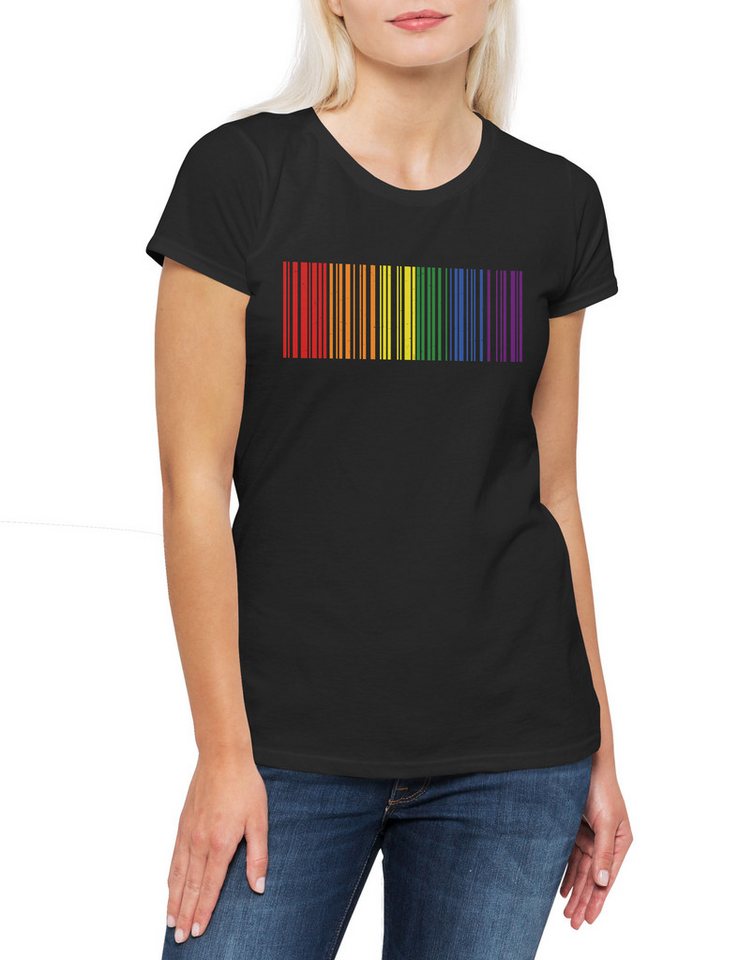 Urban Backwoods Print-Shirt Rainbow Barcode Damen T-Shirt LGBTQ Gay Regenbogen Pride Schwul (1-tlg) Lesbisch Queer Trans von Urban Backwoods