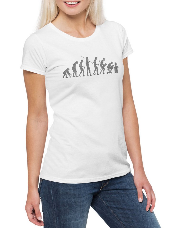 Urban Backwoods Print-Shirt Real Human Evolution Damen T-Shirt Computer PC Programmierer (1-tlg) Informatiker Geek Nerd IT von Urban Backwoods