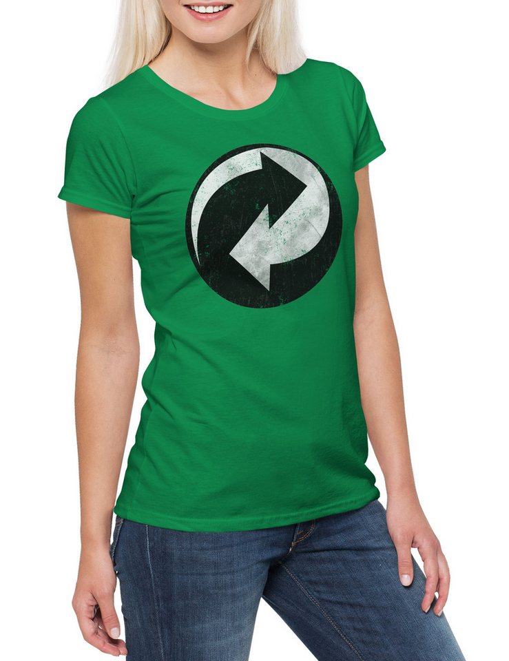 Urban Backwoods Print-Shirt Recycling Symbol Damen T-Shirt Grüne Recycle Big Geek Triangle Bang (1-tlg) Freak TBBT Theory Punkt von Urban Backwoods
