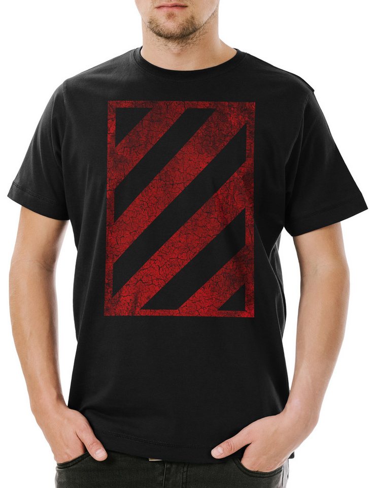 Urban Backwoods Print-Shirt Red Black Hazard Herren T-Shirt Hats The Los Angeles Bloc Colony (1-tlg) Homeland Security Patch Symbol von Urban Backwoods