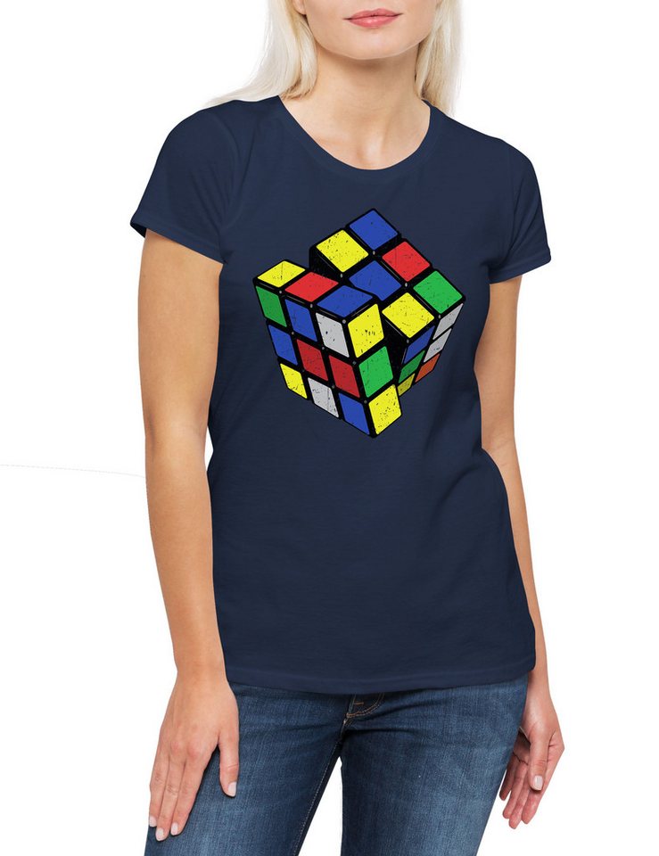 Urban Backwoods Print-Shirt Retro Cube Damen T-Shirt Zauberwürfel 80s Magic Speed Cubing Cuber (1-tlg) Speedcube Algorithm Cube Würfel von Urban Backwoods