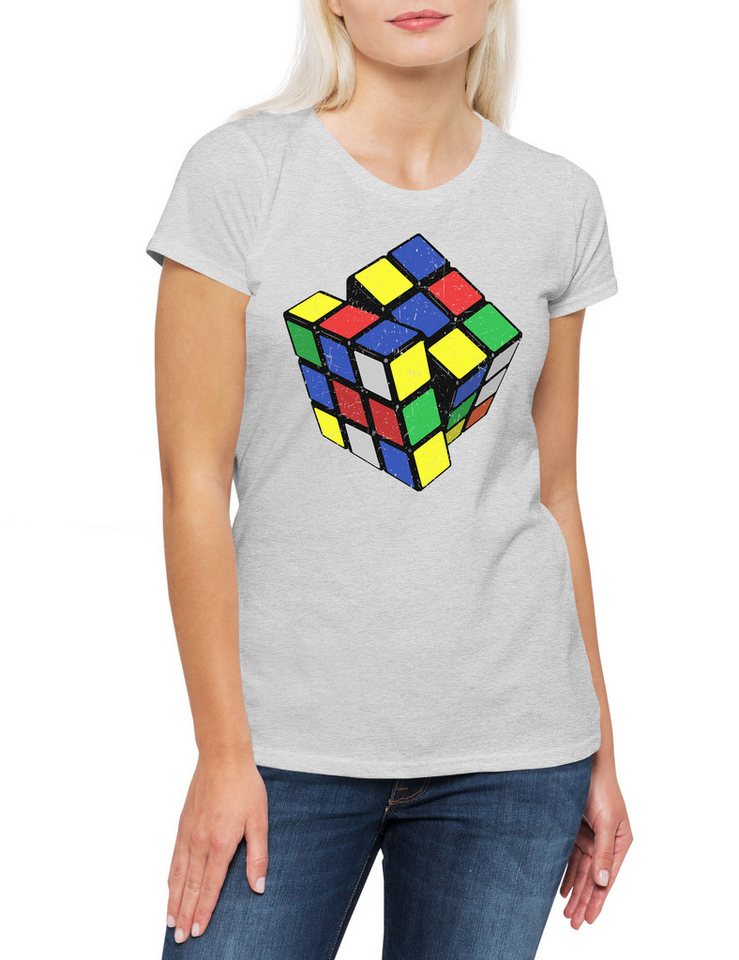 Urban Backwoods Print-Shirt Retro Cube Damen T-Shirt Zauberwürfel 80s Magic Speed Cubing Cuber (1-tlg) Speedcube Algorithm Cube Würfel von Urban Backwoods