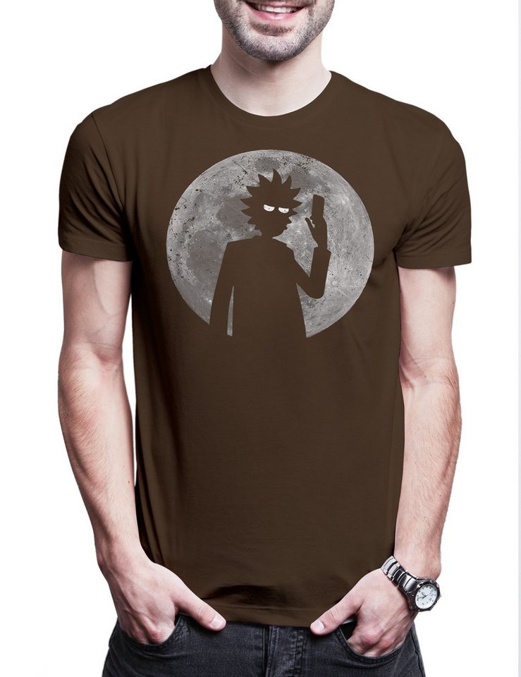 Urban Backwoods Print-Shirt Rick Moon Herren T-Shirt Mond Rick Sanchez Beth Plumbus Morty (1-tlg) Adventures Smith Jerry TV von Urban Backwoods