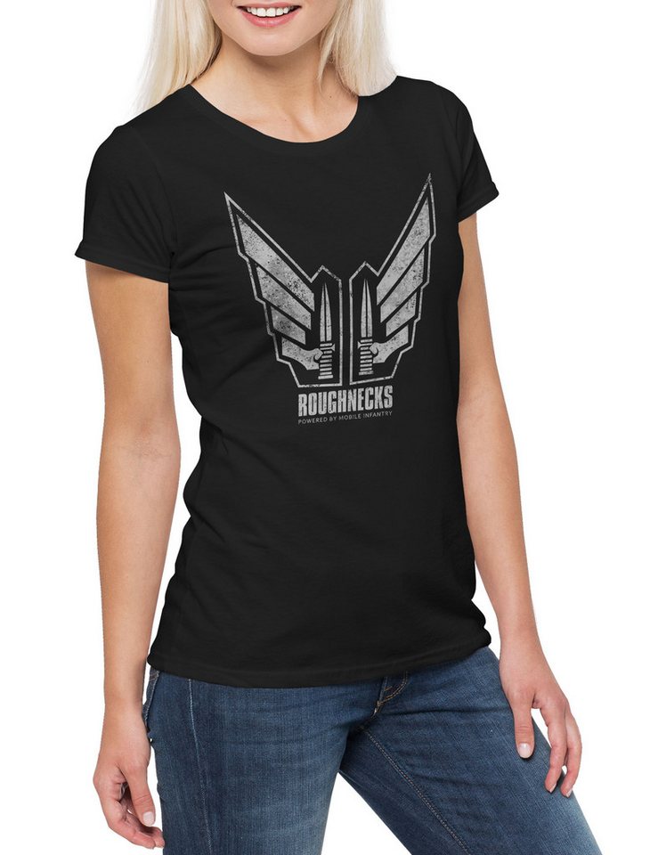 Urban Backwoods Print-Shirt Ricos Roughnecks Damen T-Shirt Tattoo Flag Starship Movie Troopers (1-tlg) Symbol Sign Mobile Infantry von Urban Backwoods