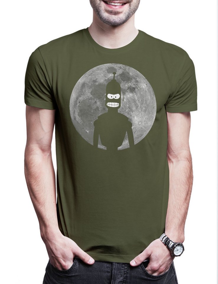 Urban Backwoods Print-Shirt Robot Moon II Herren T-Shirt Mond Cartoon Robot Bender Comic Bending (1-tlg) Rodriguez SN 2716057 Sitcom von Urban Backwoods