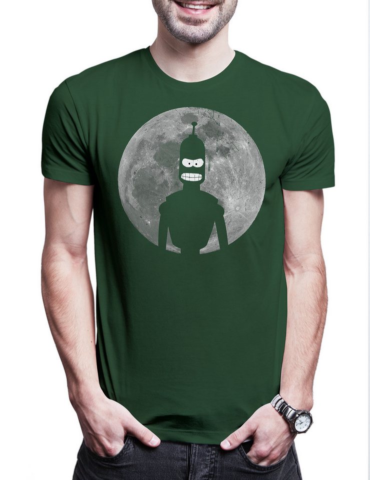 Urban Backwoods Print-Shirt Robot Moon II Herren T-Shirt Mond Cartoon Robot Bender Comic Bending (1-tlg) Rodriguez SN 2716057 Sitcom von Urban Backwoods