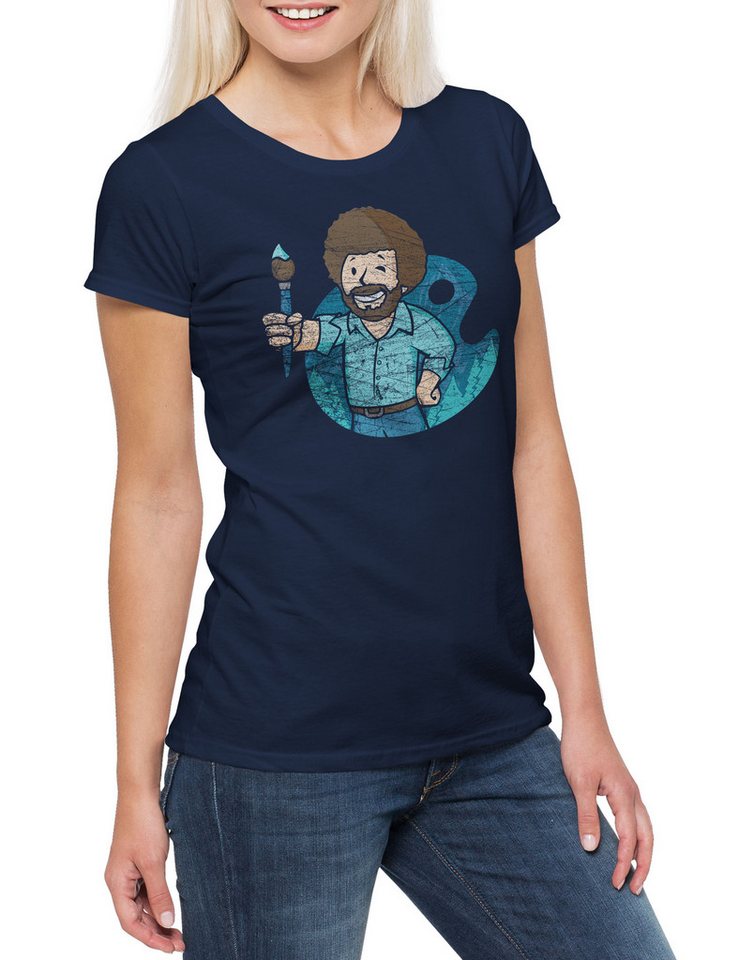 Urban Backwoods Print-Shirt Ross Boy Damen T-Shirt Maler Künstler The Bob Joy Of Fun Painting (1-tlg) Gamer Games Gemälde Drawing von Urban Backwoods