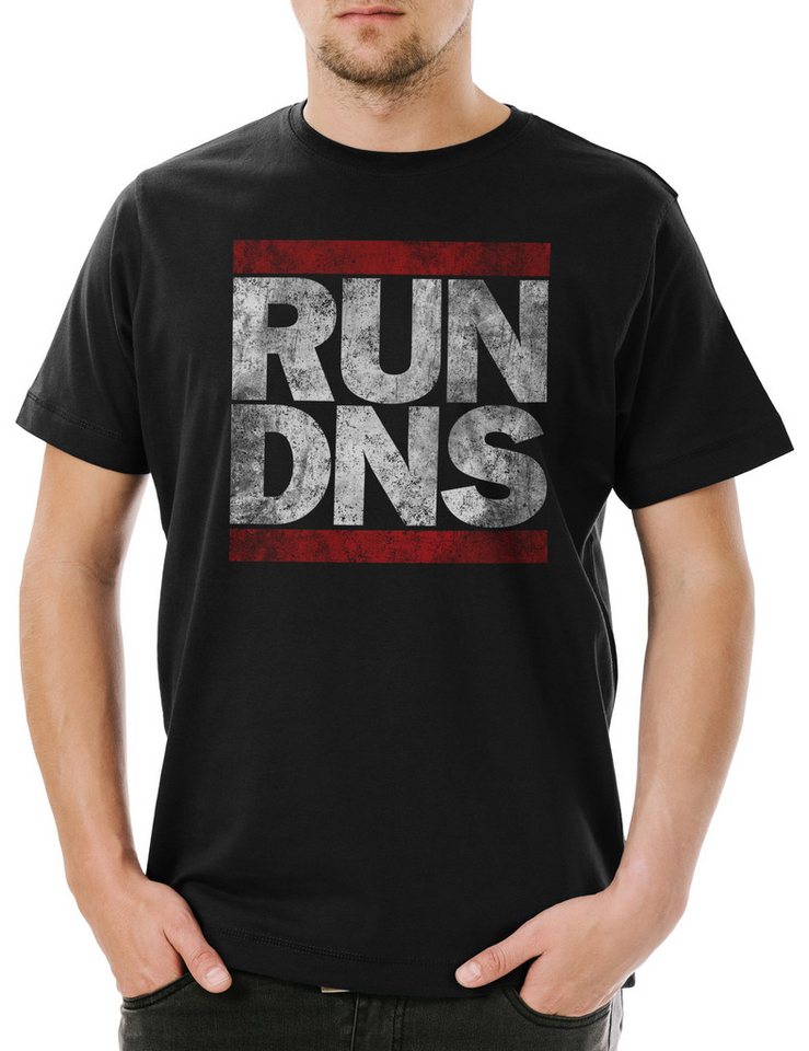 Urban Backwoods Print-Shirt Run Dns Herren T-Shirt Domain Name System Informatik Informatiker (1-tlg) Server Gamer Admin Computer von Urban Backwoods