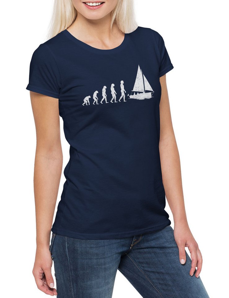 Urban Backwoods Print-Shirt Sailing Evolution Damen T-Shirt Game Sport Sports Segeln Regatta Boot (1-tlg) Segler Skipper Segelboot Segelschiff von Urban Backwoods