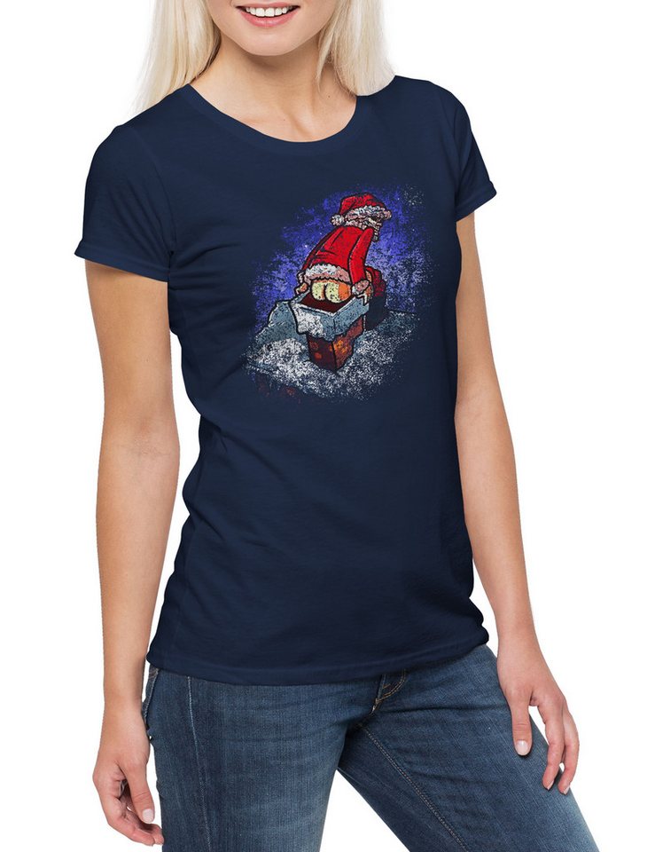 Urban Backwoods Print-Shirt Santa Chimney Damen T-Shirt Bad Weihnachtsmann Santa X-Mas Christmas (1-tlg) Clause Weihnachten Let it von Urban Backwoods