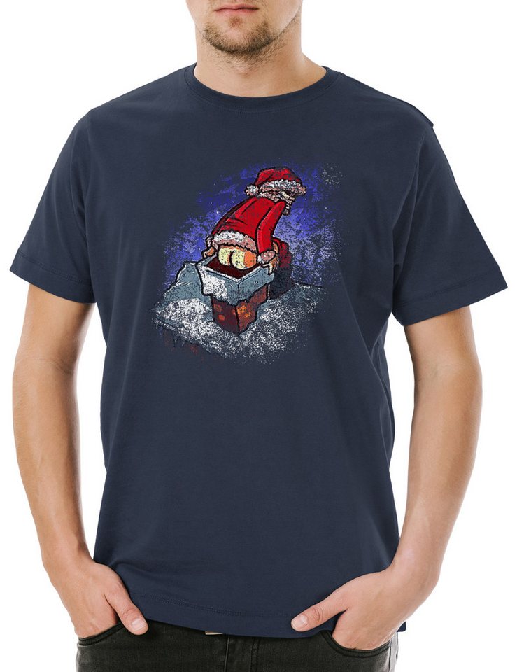 Urban Backwoods Print-Shirt Santa Chimney Herren T-Shirt Bad Weihnachtsmann Santa X-Mas Christmas (1-tlg) Clause Weihnachten Let it von Urban Backwoods
