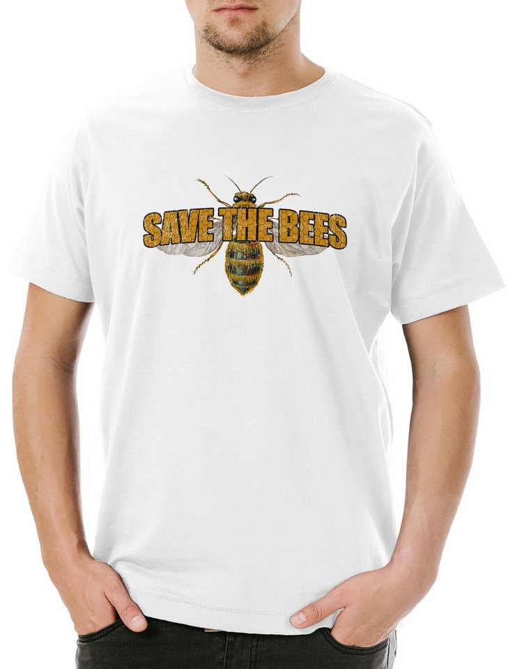 Urban Backwoods Print-Shirt Save The Bees Herren T-Shirt Bienen Imker Züchter Naturschutz Öko (1-tlg) Vegetarisch Bienen Insekten Imkerei von Urban Backwoods