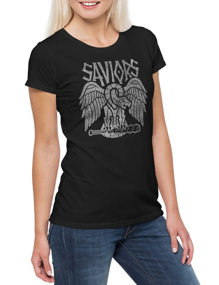 Urban Backwoods Print-Shirt Saviors Patch Damen T-Shirt Negan Lucille Baseball Baseballschläger (1-tlg) The Series Walking Gang von Urban Backwoods