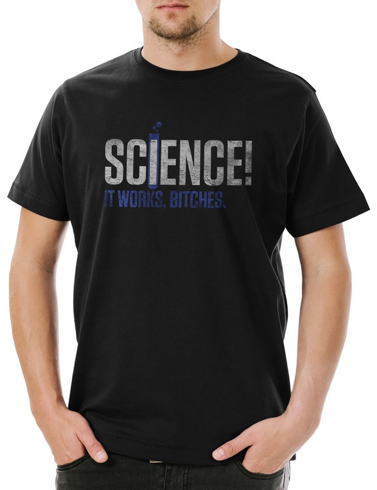 Urban Backwoods Print-Shirt Science It Works... Herren T-Shirt Lehrer Fun Teacher Professor Nerd (1-tlg) Geek Scientist Wissenschaftler Wissenschaft von Urban Backwoods