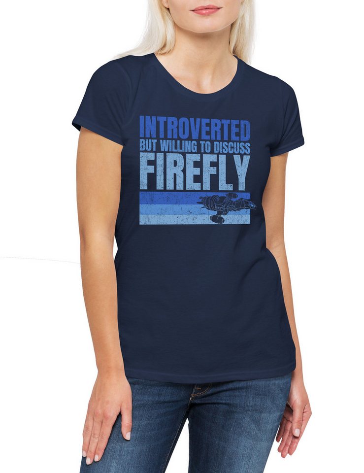 Urban Backwoods Print-Shirt Serenity Introverted Damen T-Shirt Sci-Fi Raumschiff Firefly Firefly (1-tlg) Logo Blue TV Sun von Urban Backwoods