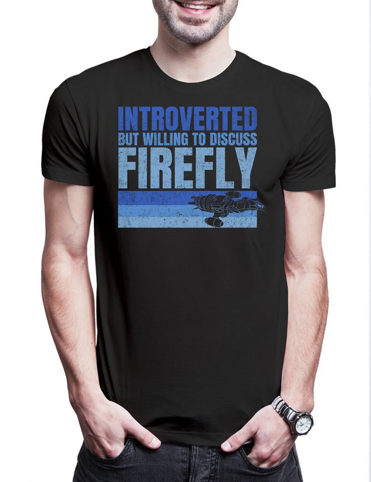 Urban Backwoods Print-Shirt Serenity Introverted Herren T-Shirt Sci-Fi Raumschiff Firefly Firefly (1-tlg) Logo Blue TV Sun von Urban Backwoods