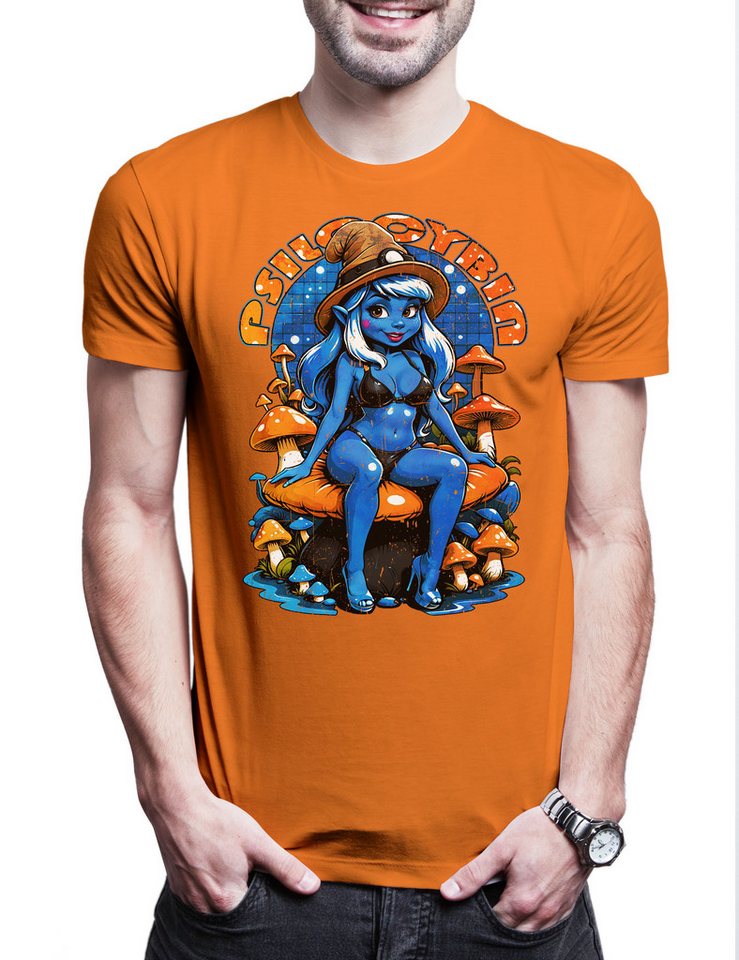 Urban Backwoods Print-Shirt Shroom Fairy Herren T-Shirt Pilz Mushroom Pilzsammler Vegan Vegetarier (1-tlg) Smurfette Elfe Fee Wald von Urban Backwoods