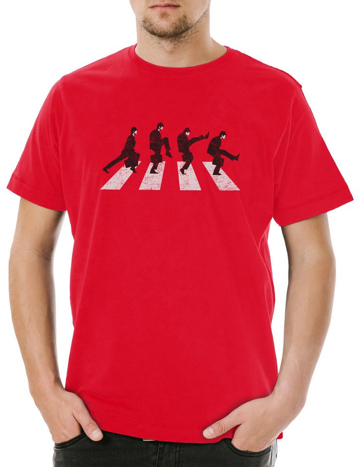 Urban Backwoods Print-Shirt Silly Walk Road Herren T-Shirt Monty Fun Ministry of Python Walks Fun (1-tlg) Ministerium für alberne Gänge von Urban Backwoods