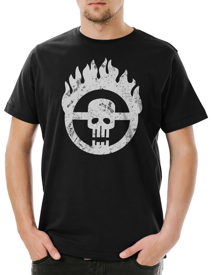 Urban Backwoods Print-Shirt Skull Wheel Insignia Herren T-Shirt Scrotus Mad Miller Main Force (1-tlg) Patrol Furiosa Max Thunderdome von Urban Backwoods