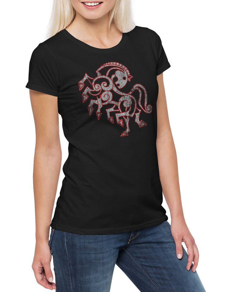 Urban Backwoods Print-Shirt Sleipnir I Damen T-Shirt Odhins Pferd Horse Walhalla Odin Odhin Odín (1-tlg) Wotan Woden Thor Loki von Urban Backwoods