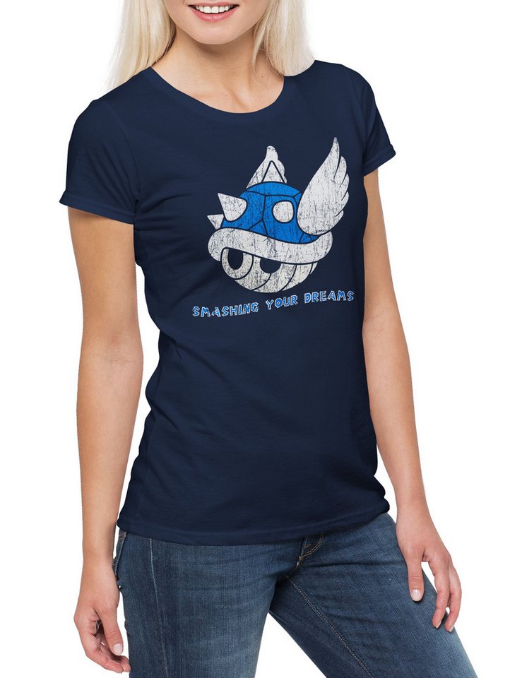 Urban Backwoods Print-Shirt Smashing Your Dreams Damen T-Shirt Super Gamer Games Geek Mario Fun (1-tlg) Nerd Gaming Luigi Kart von Urban Backwoods