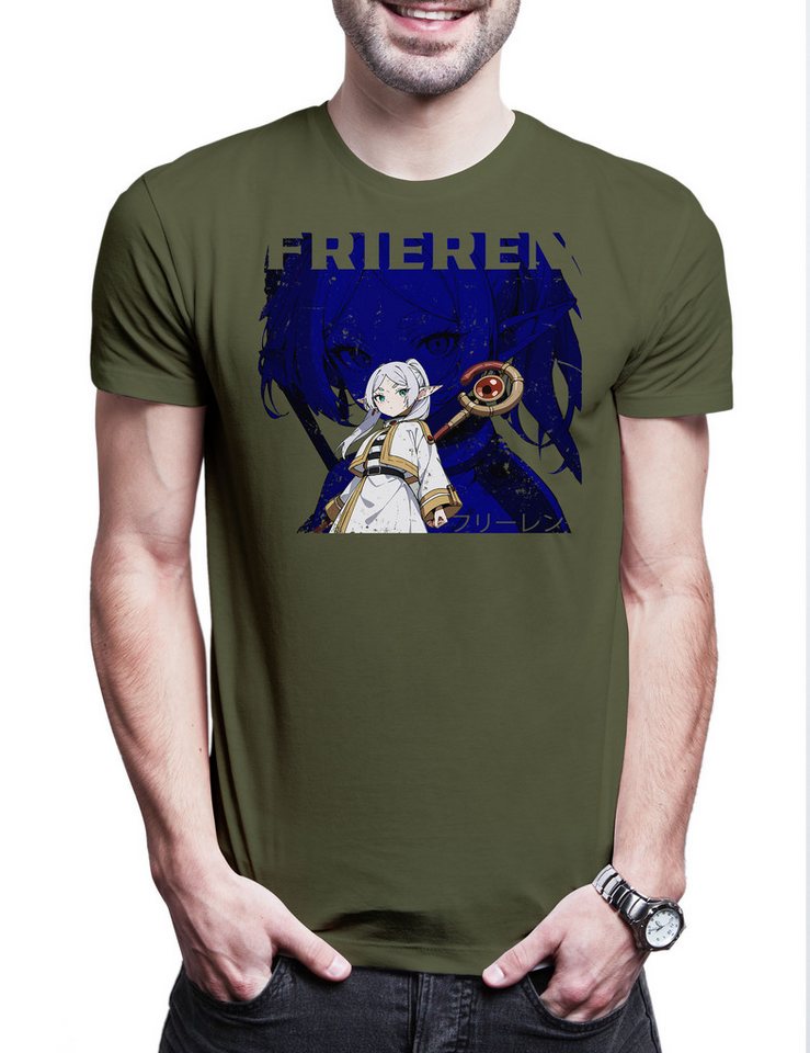 Urban Backwoods Print-Shirt Sousou Elf Herren T-Shirt Anime Heiter Himmel Frieren Mage Eisen Fern (1-tlg) Stark Nach Dem Ende von Urban Backwoods