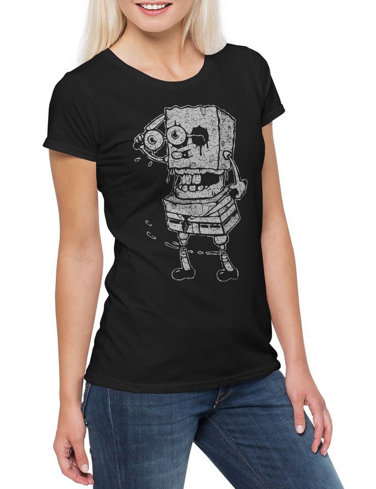 Urban Backwoods Print-Shirt Sponge Rob Damen T-Shirt Schwamm Horror Walking Bob Zombie Dead (1-tlg) Schwammkopf Gehirn The Gehirne von Urban Backwoods