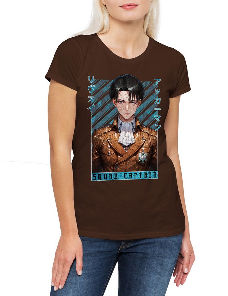 Urban Backwoods Print-Shirt Squad Captain Damen T-Shirt Attack Shingeki No Kyojin AOT On Titan (1-tlg) Levi Eren Yeager Historia von Urban Backwoods