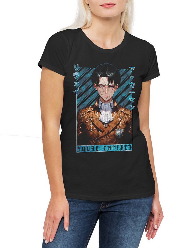 Urban Backwoods Print-Shirt Squad Captain Damen T-Shirt Attack Shingeki No Kyojin AOT On Titan (1-tlg) Levi Eren Yeager Historia von Urban Backwoods