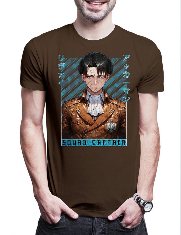 Urban Backwoods Print-Shirt Squad Captain Herren T-Shirt Attack Shingeki No Kyojin AOT On Titan (1-tlg) Levi Eren Yeager Historia von Urban Backwoods