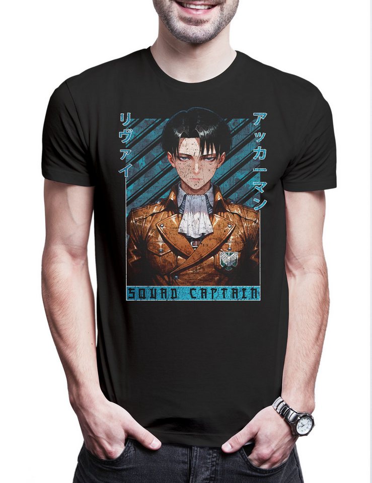Urban Backwoods Print-Shirt Squad Captain Herren T-Shirt Attack Shingeki No Kyojin AOT On Titan (1-tlg) Levi Eren Yeager Historia von Urban Backwoods