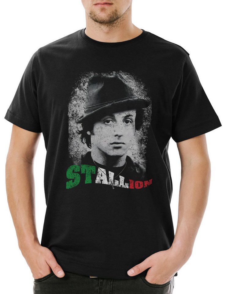Urban Backwoods Print-Shirt Stallion Herren T-Shirt Rocky Sylvester Boxer Boxing Italian Stallone (1-tlg) Kult Movie Film Balboa von Urban Backwoods