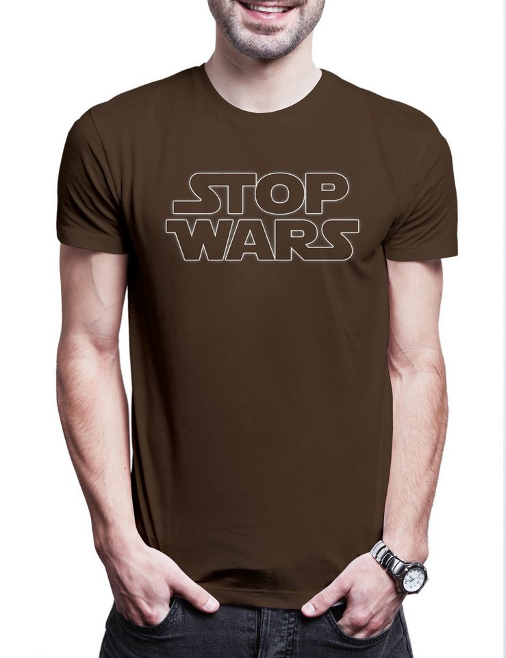 Urban Backwoods Print-Shirt Stop Wars Herren T-Shirt Against War Gegen Krieg Pazifismus Star (1-tlg) Pazifismus Links Antifa Demo von Urban Backwoods