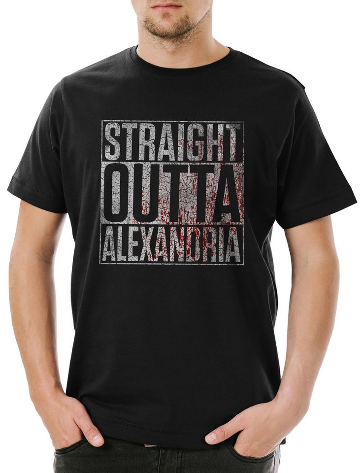 Urban Backwoods Print-Shirt Straight Outta Alexandria Herren T-Shirt The City Sign Walking Town (1-tlg) Stadt Dead Symbol Logo von Urban Backwoods