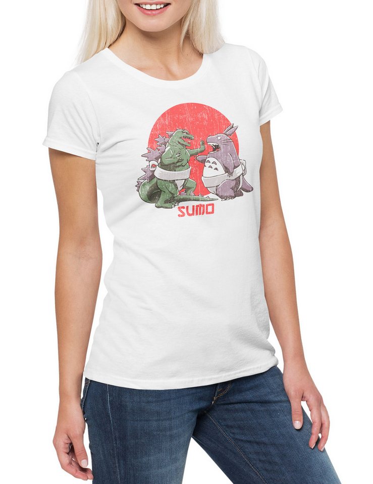 Urban Backwoods Print-Shirt Sumo Monsters Damen T-Shirt Geek Nerd Sumo Ringer Wrestler Gojira (1-tlg) Nippon Godzilla Japan Kaiju von Urban Backwoods