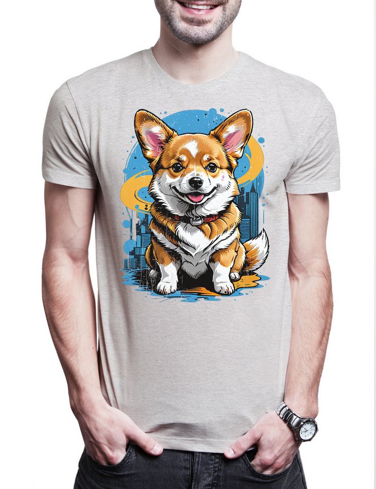 Urban Backwoods Print-Shirt Sweet Corgi Art Herren T-Shirt Welsh Pembroke Waliser Cardigan Hund (1-tlg) Dog Breed Pet Rasse von Urban Backwoods
