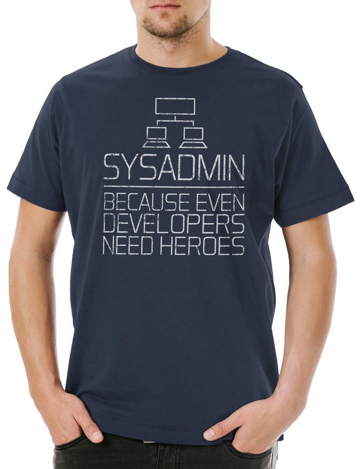 Urban Backwoods Print-Shirt Sysadmin Even Developers Need Heroes Herren T-Shirt Gamer Nerd Geek (1-tlg) Games Gaming Informatiker von Urban Backwoods