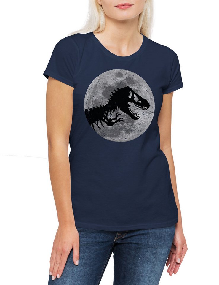 Urban Backwoods Print-Shirt T-Rex Moon Damen T-Shirt Mond Skeleton Dinosaur Dinosaurier (1-tlg) Tyrannosaurus Rex Skelett Mondschein von Urban Backwoods