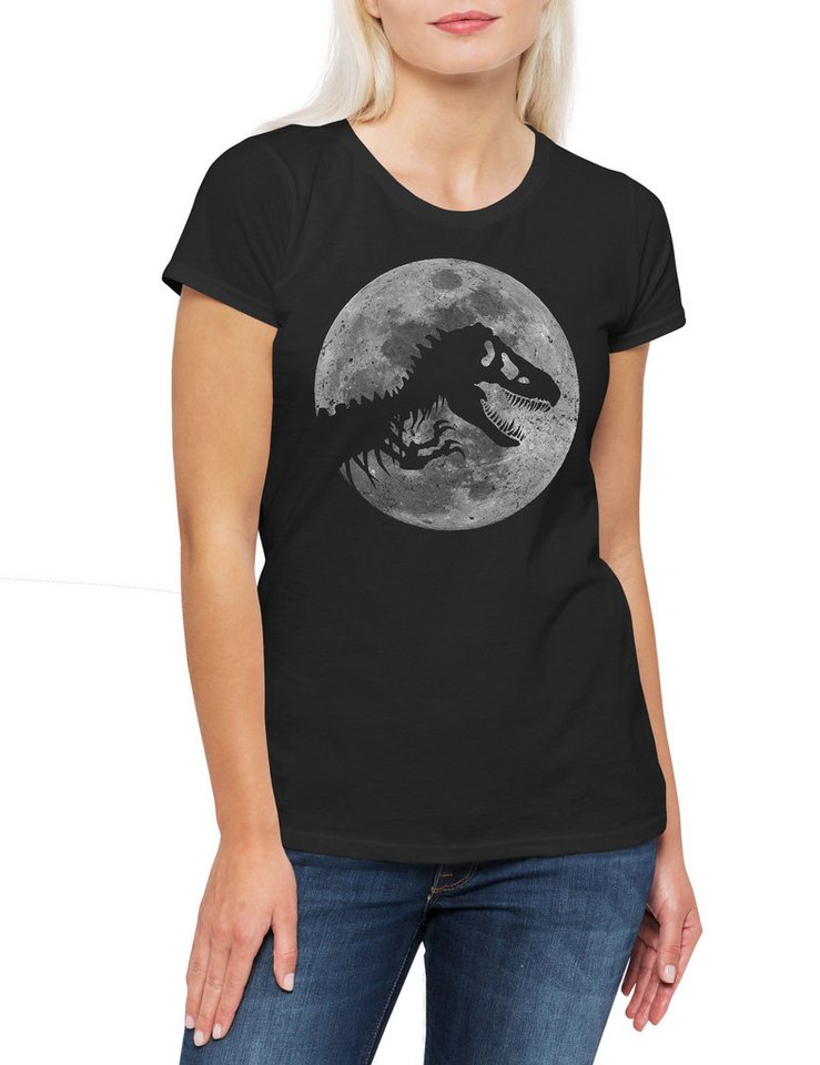 Urban Backwoods Print-Shirt T-Rex Moon Damen T-Shirt Mond Skeleton Dinosaur Dinosaurier (1-tlg) Tyrannosaurus Rex Skelett Mondschein von Urban Backwoods