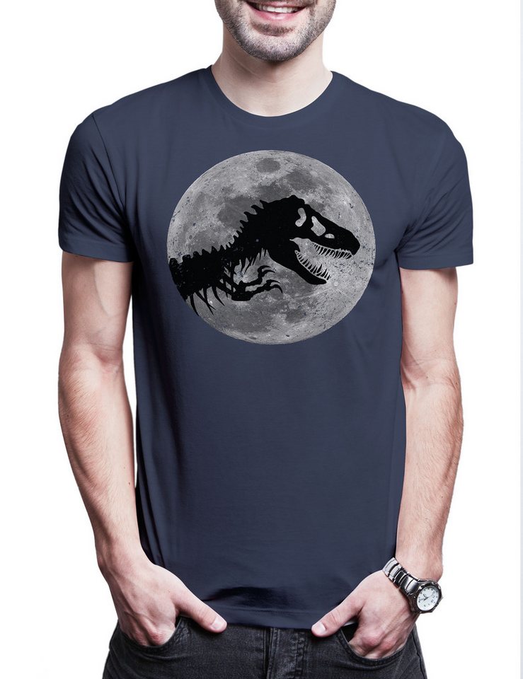Urban Backwoods Print-Shirt T-Rex Moon Herren T-Shirt Mond Skeleton Dinosaur Dinosaurier (1-tlg) Tyrannosaurus Rex Skelett Mondschein von Urban Backwoods
