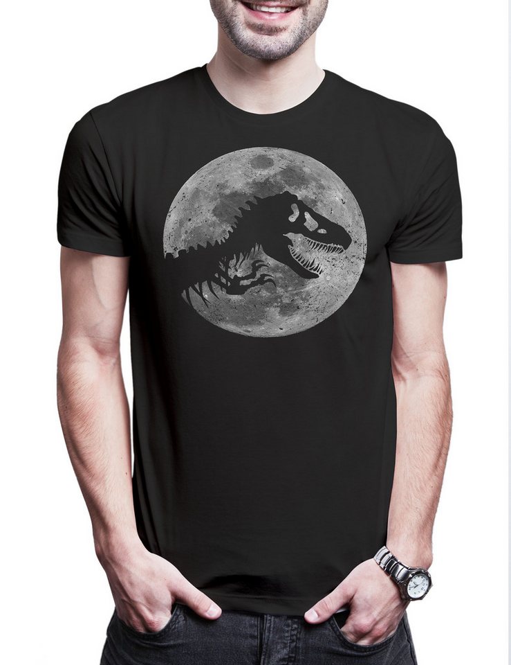 Urban Backwoods Print-Shirt T-Rex Moon Herren T-Shirt Mond Skeleton Dinosaur Dinosaurier (1-tlg) Tyrannosaurus Rex Skelett Mondschein von Urban Backwoods