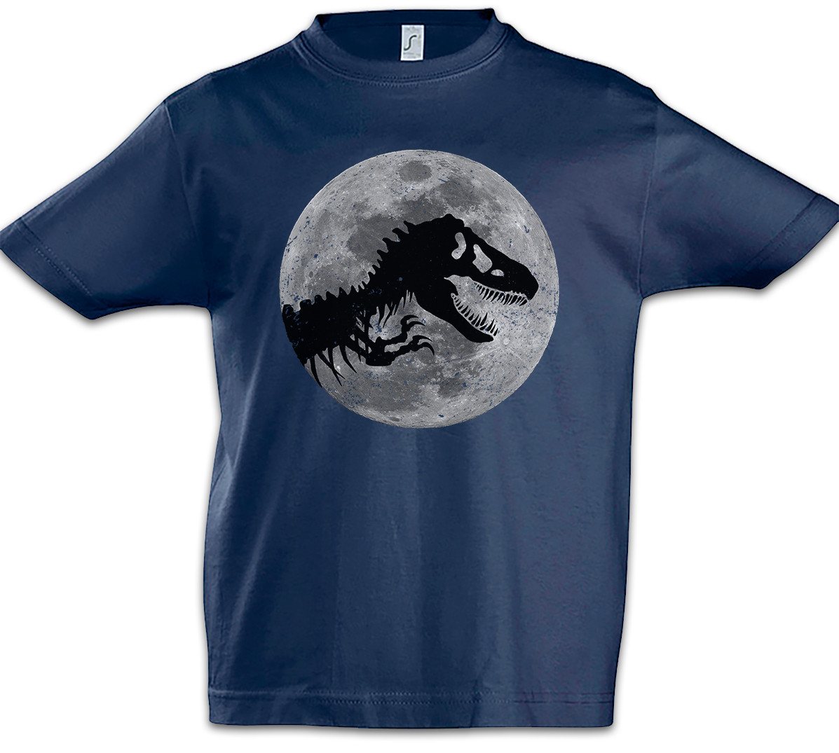 Urban Backwoods Print-Shirt T-Rex Moon Kinder T-Shirt Mond Skeleton Dinosaur Dinosaurier (1-tlg) Tyrannosaurus Rex Skelett Mondschein von Urban Backwoods